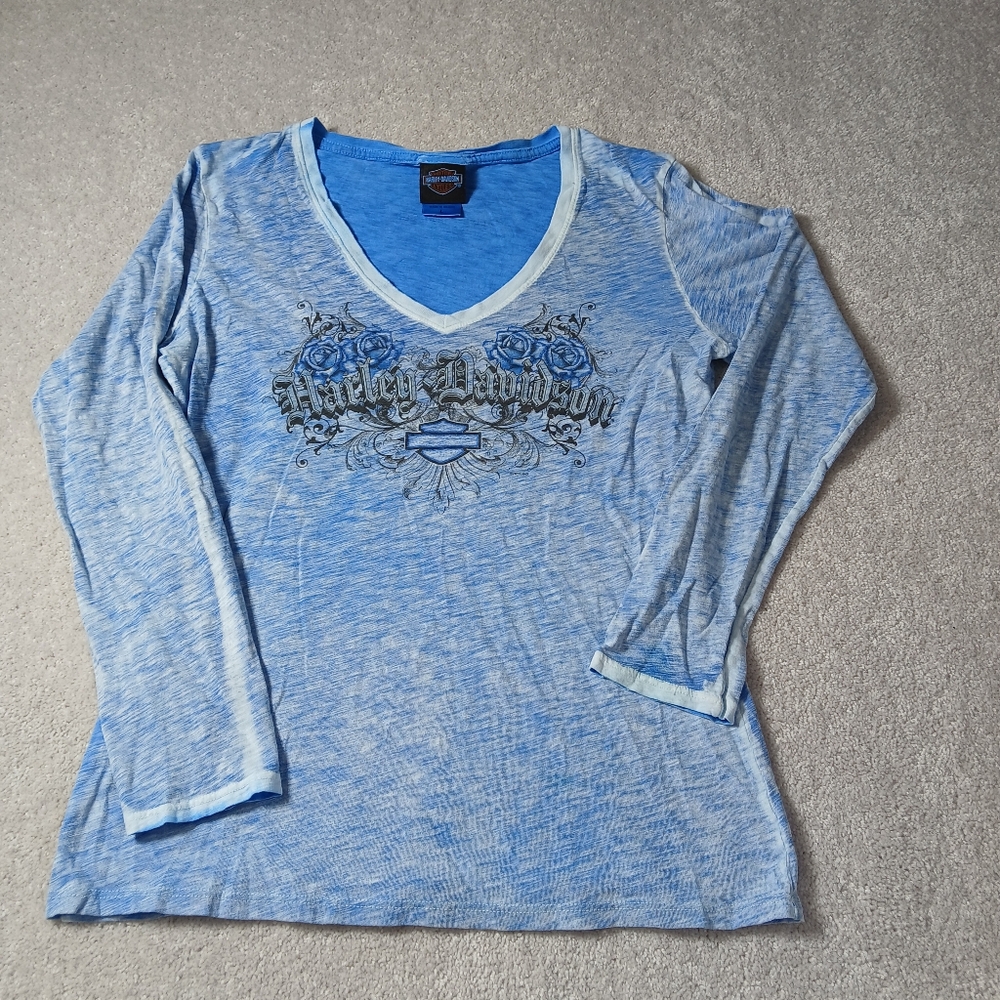 Harley Davidson Smoky Mountain Blue Long Sleeve Tee